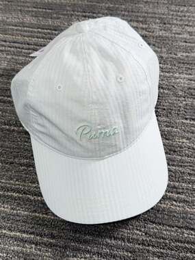 Puma Golf Women's Seersucker Dad Hat in Peaceful Blue